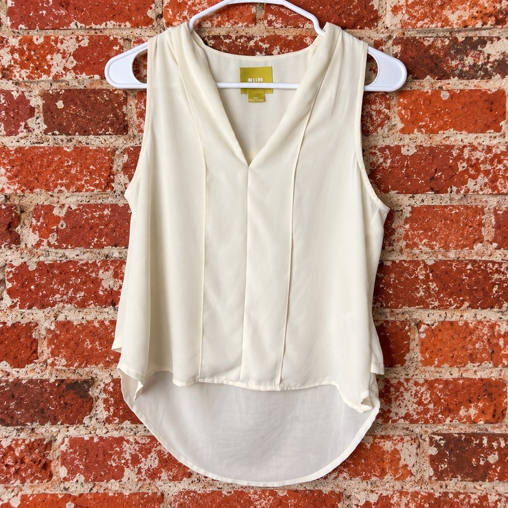 Maeve Anthropologie V-Neck High Low Blouse Tank Top Ivory 00P Minimalist *READ